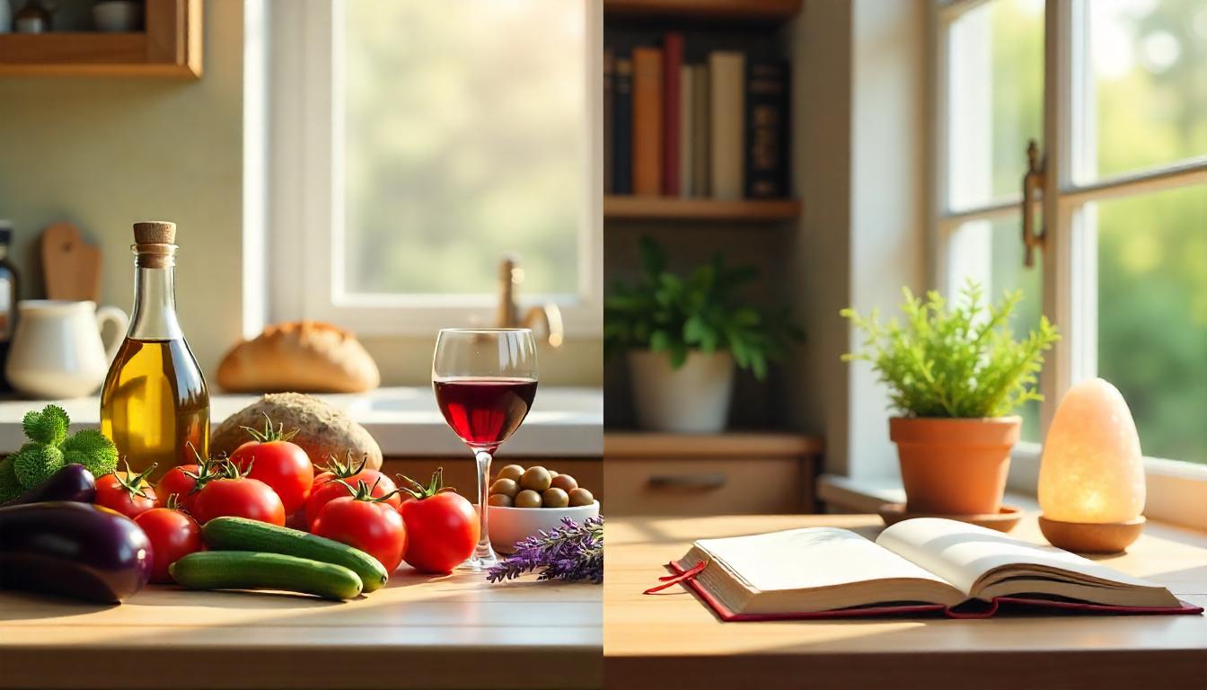 Mediterranean diet and mental health: a colorful spread of nutritious foods boosting brain function